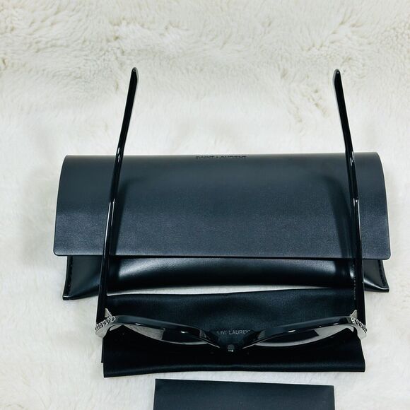 SAINT LAURENT YSL 1 025 140 Black Rectangle Unisex 59 mm Sunglasses NWT10 - Picture 7 of 15